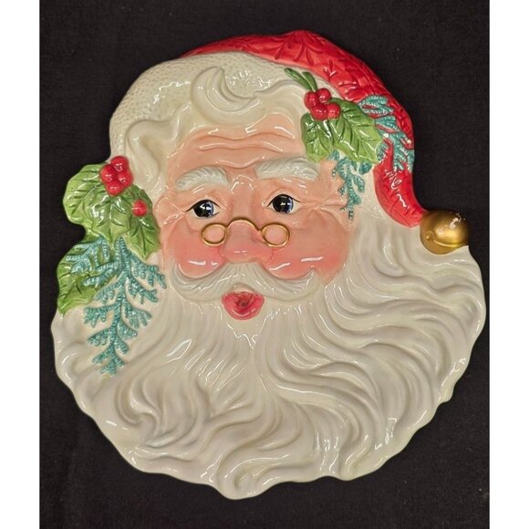 Vintage Fitz & Floyd Old Fashioned Christmas Santa Claus Plate or Wall Hanging - Picture 1 of 6